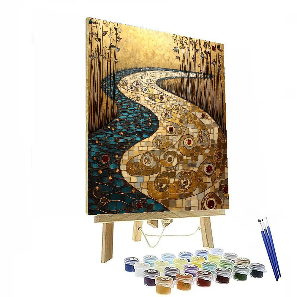 Gustav Klimt Inspired Ornamental River Of Constellations Number painting