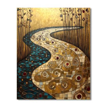 Gustav Klimt Inspired Ornamental River Of Constellations Number painting