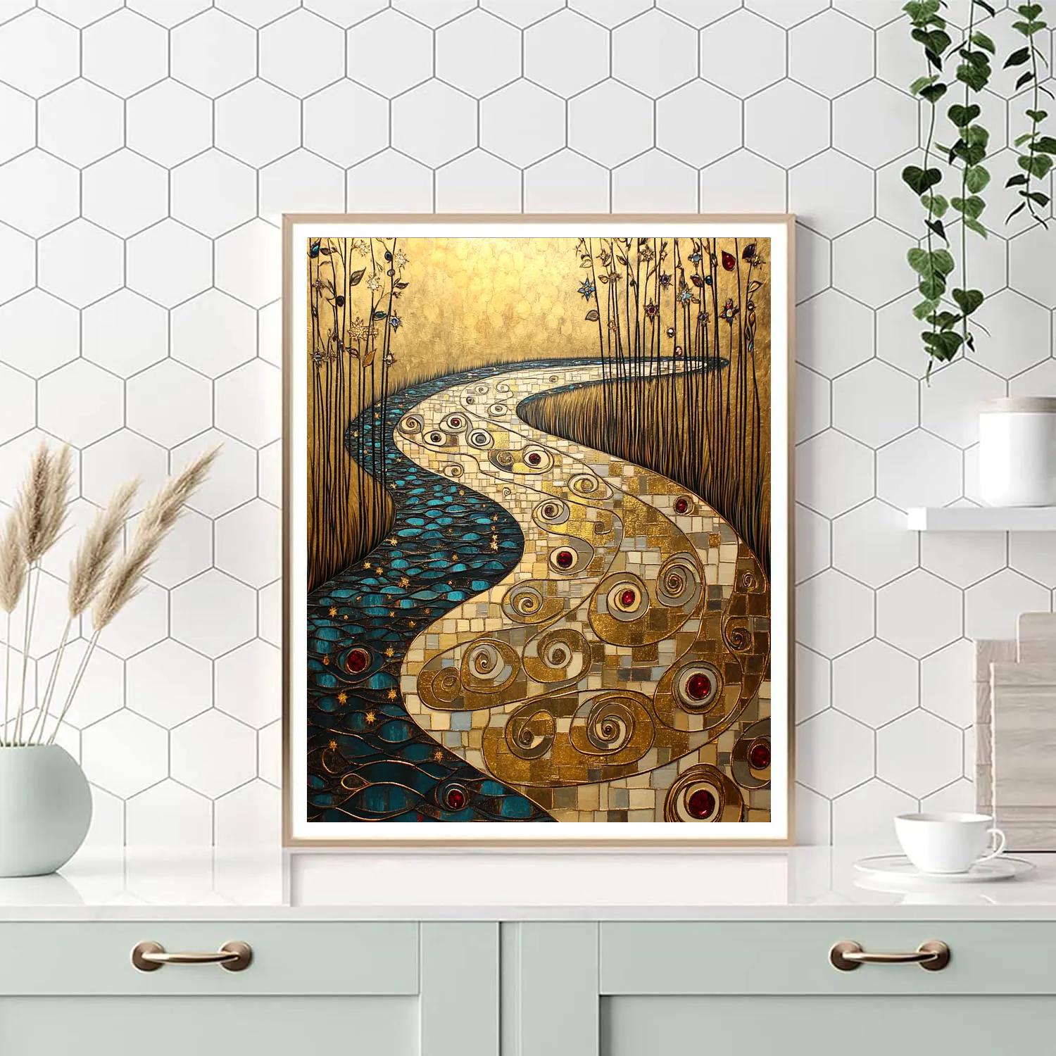 Gustav Klimt Inspired Ornamental River Of Constellations Number painting