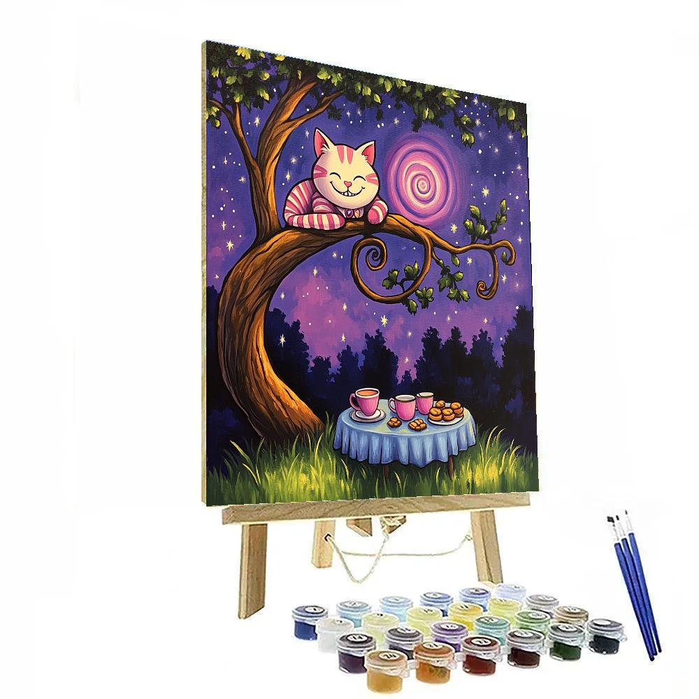 Cheshire Cat Space Tea Party Tree Disney Inspired paint by color