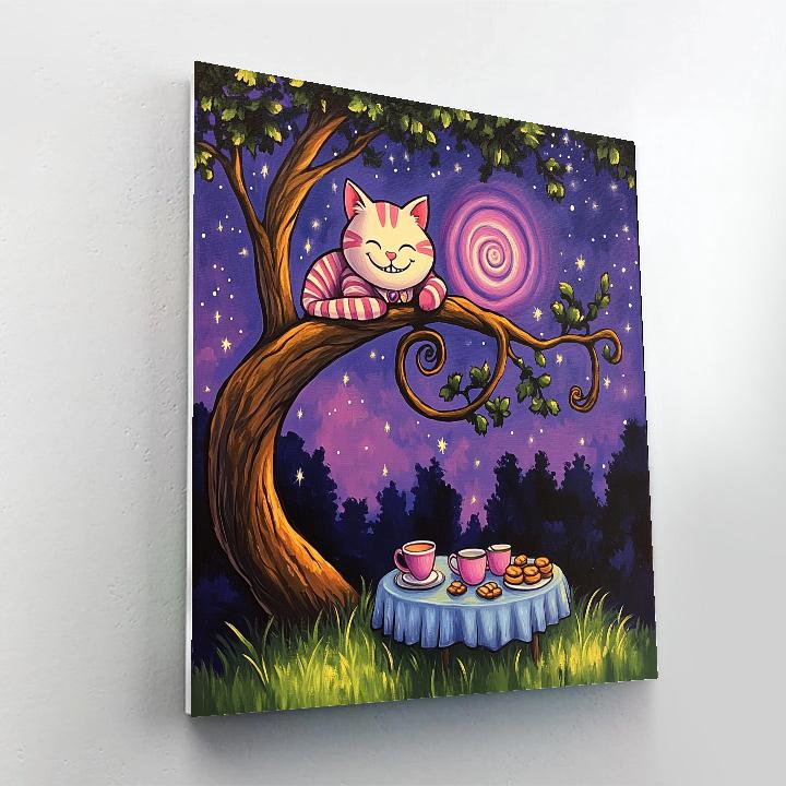 Cheshire Cat Space Tea Party Tree Disney Inspired paint by color