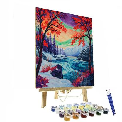 A.Y. Jackson Inspired Aurora Thaw Over Shield Rapids painting number kit