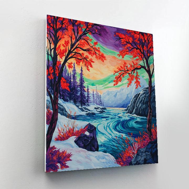 A.Y. Jackson Inspired Aurora Thaw Over Shield Rapids painting number kit