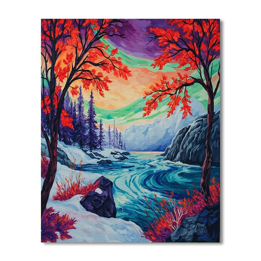 A.Y. Jackson Inspired Aurora Thaw Over Shield Rapids painting number kit
