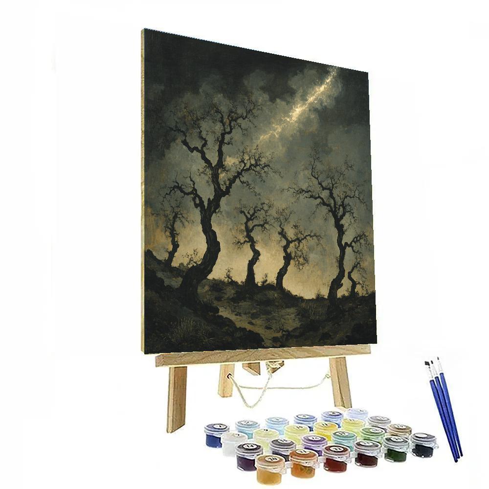 Francisco Goya Inspired Comet Glow Above Withered Orchard DIY paint by numbers