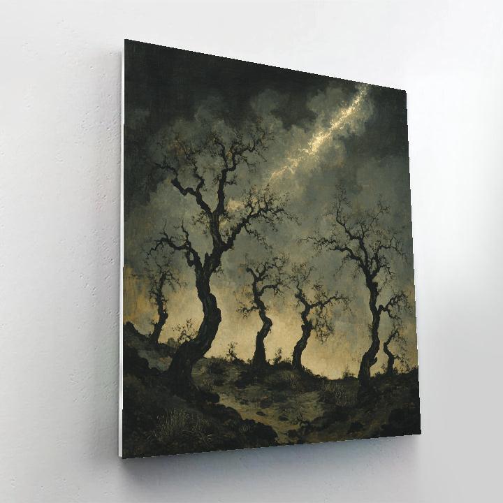 Francisco Goya Inspired Comet Glow Above Withered Orchard DIY paint by numbers