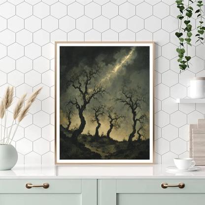 Francisco Goya Inspired Comet Glow Above Withered Orchard DIY paint by numbers