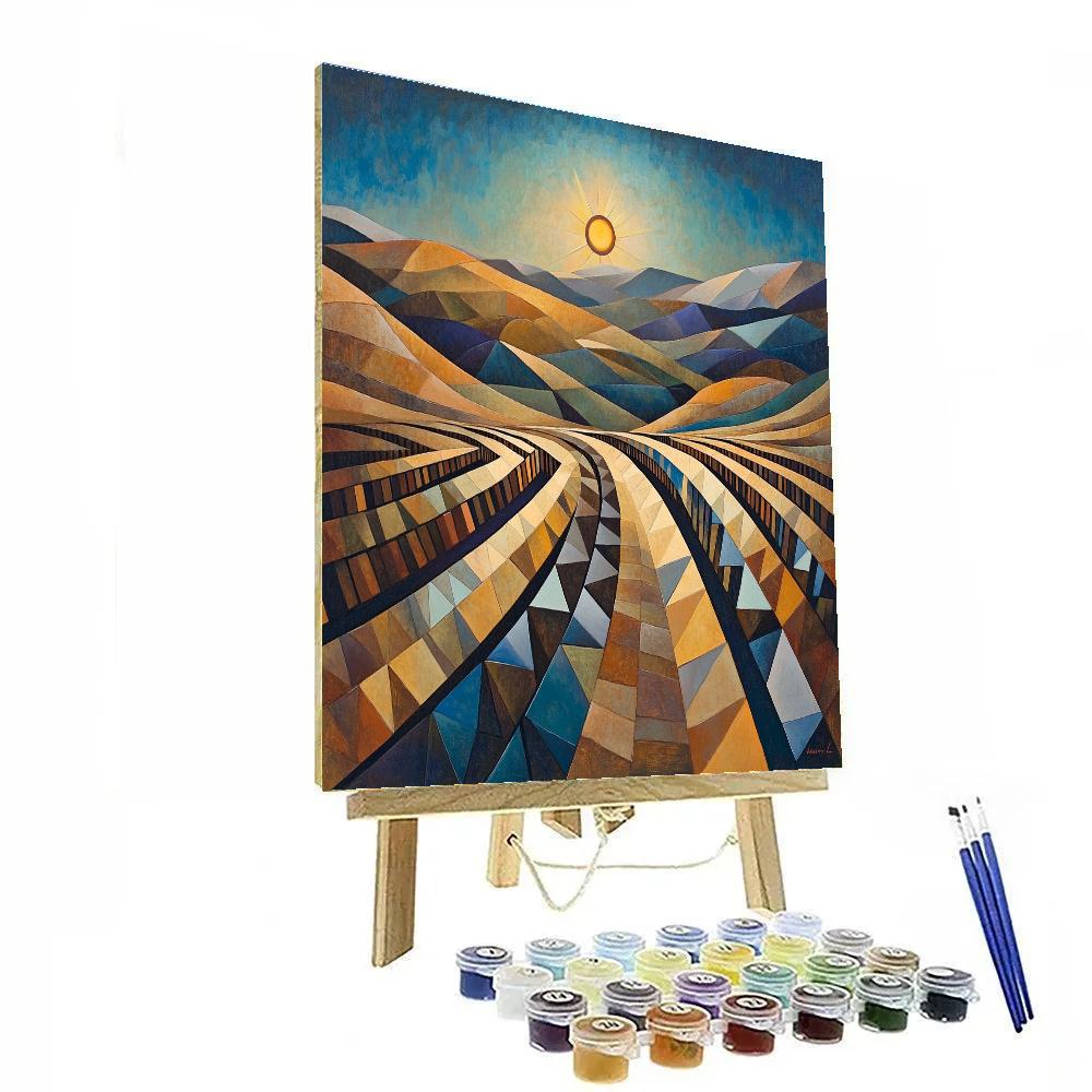 Pablo Picasso Inspired Fractured Vineyard Terrace At Dusk painting number kit