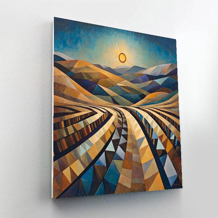 Pablo Picasso Inspired Fractured Vineyard Terrace At Dusk painting number kit