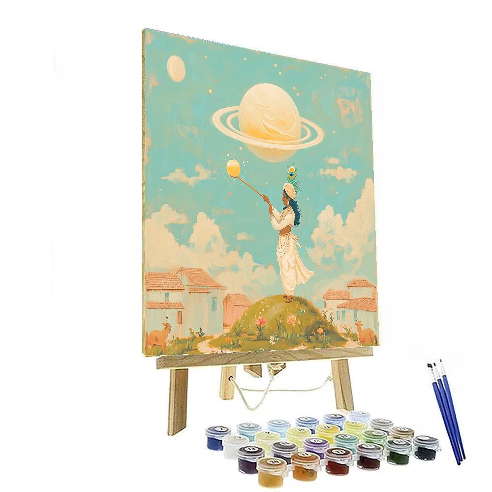 Krishna And The Floating Butter Planet paint by numbers