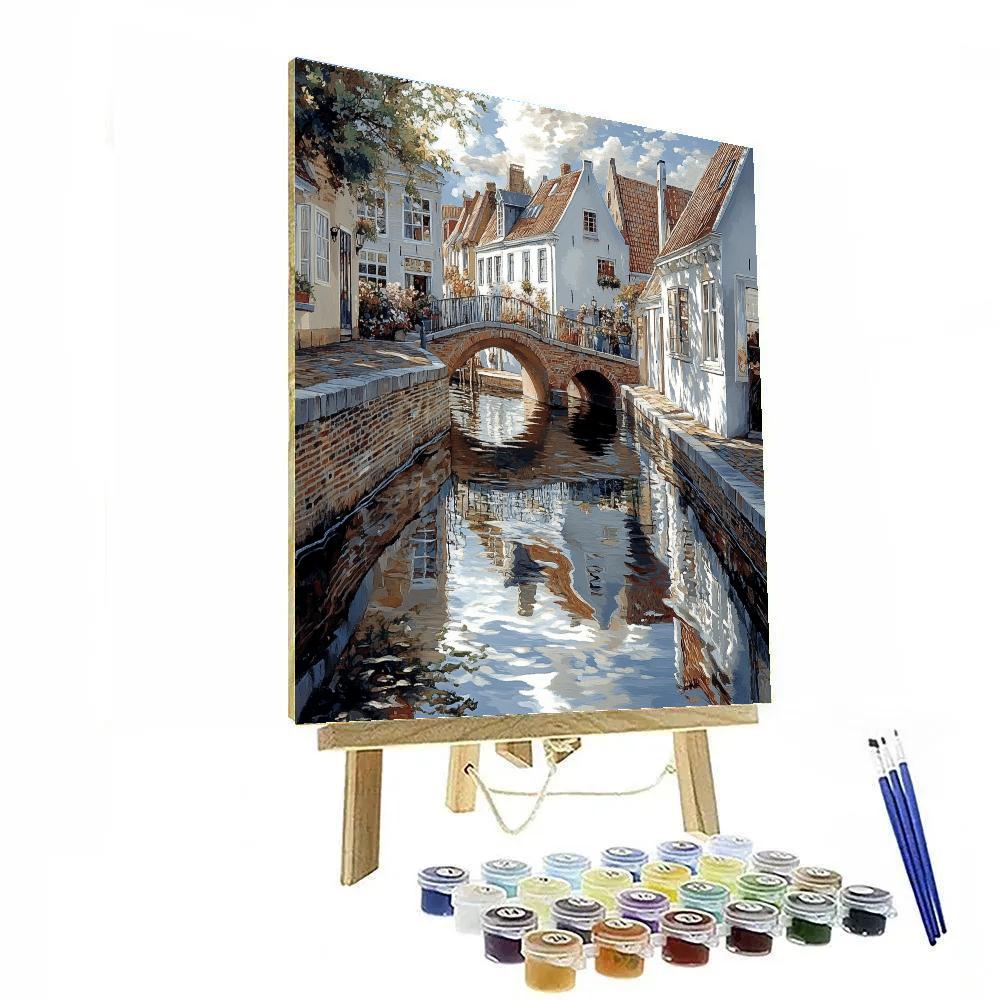 Johannes Vermeer Inspired Delft Canal Reflection Beneath Gabled Rooftops Painting by numbers kit