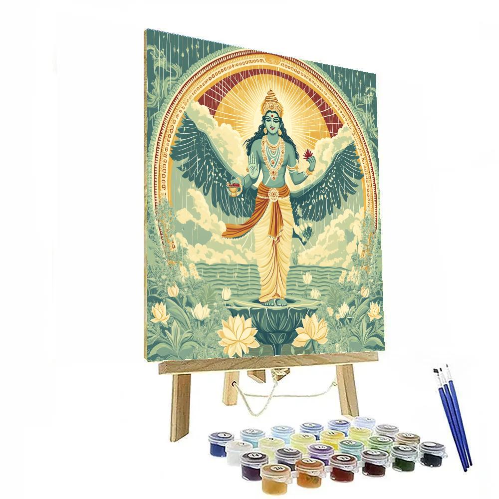 Vishnu And Garuda Above The Monsoon Mandala Painting by numbers kit
