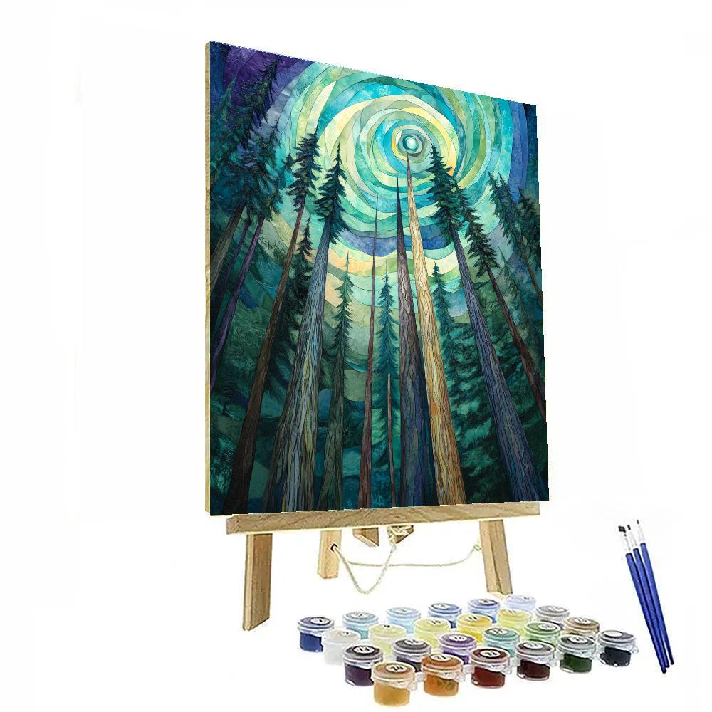 Emily Carr Inspired Aurora Over Cathedral Cedars Paint by numbers kits