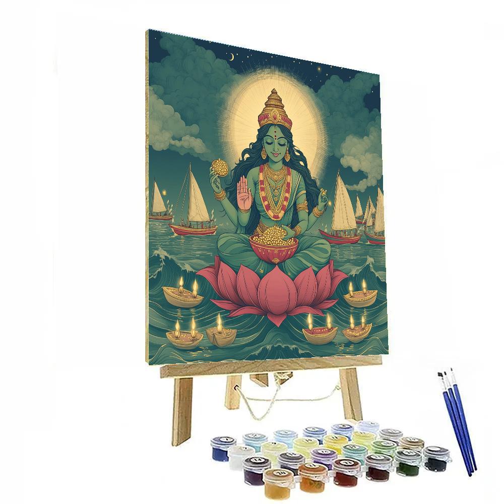 Harbor Lantern Festival With Lakshmi Blessing Numbered painting kits