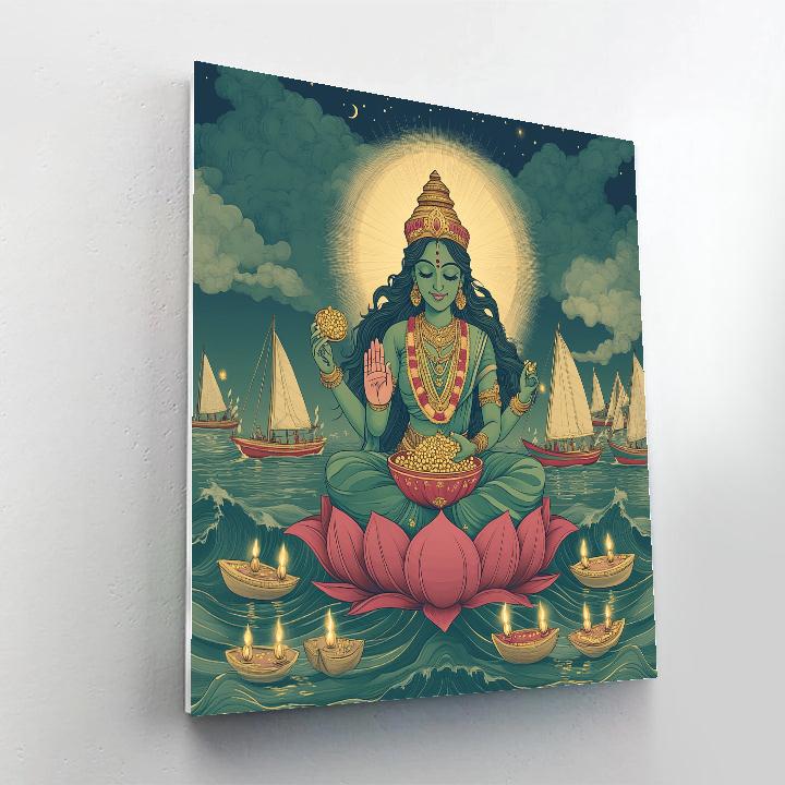 Harbor Lantern Festival With Lakshmi Blessing Numbered painting kits