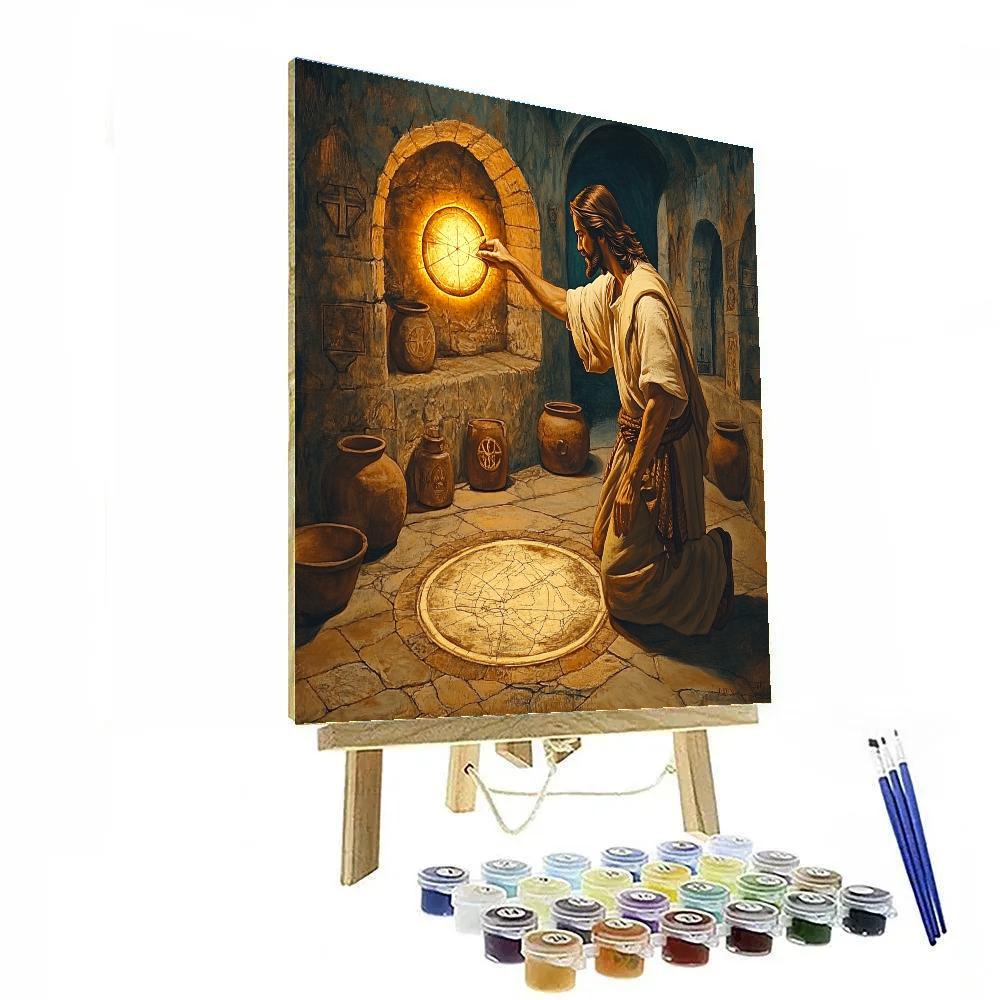Candlelit Catacomb Map With Jesus Paint by numbers art