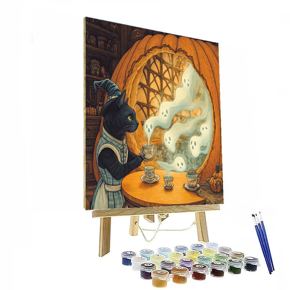 Tea Party With Haunted Shadows Paint by numbers art