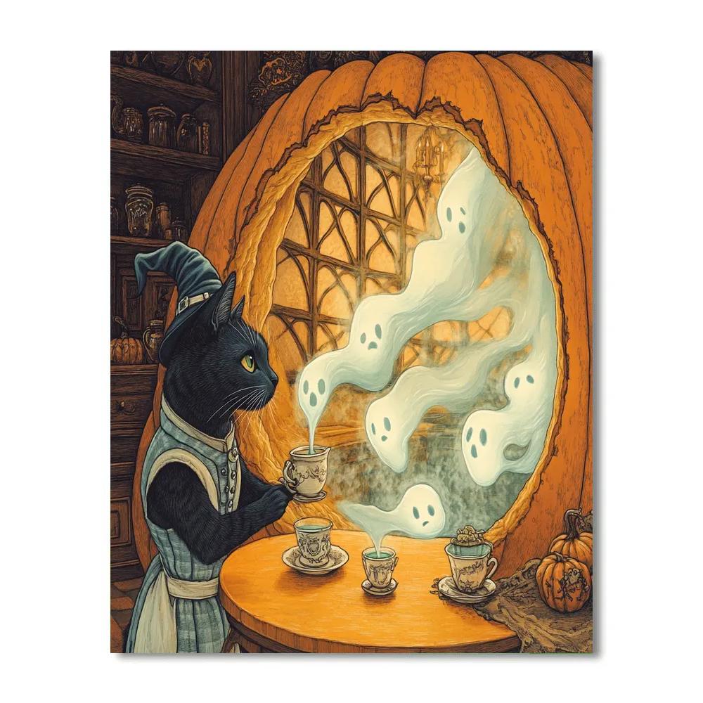 Tea Party With Haunted Shadows Paint by numbers art