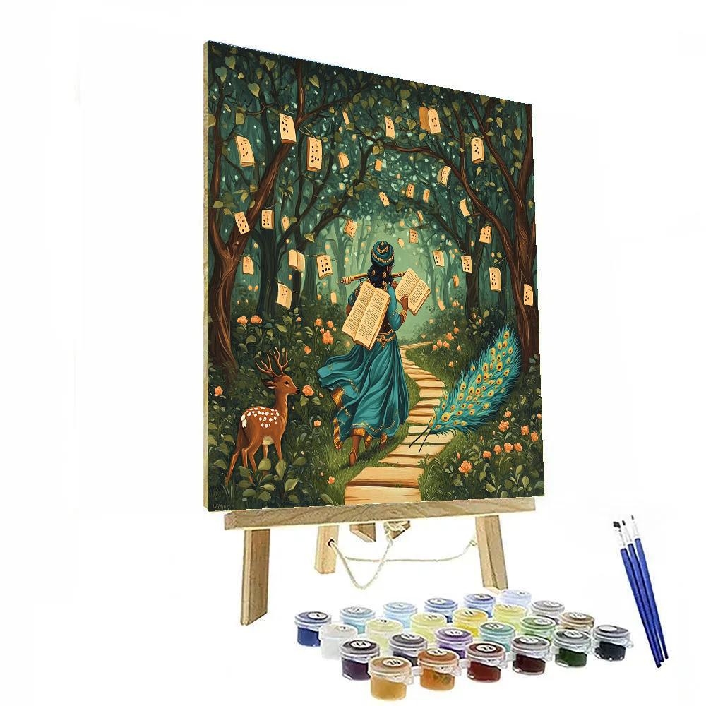 Krishna And The Library Of Singing Leaves Numbered painting kits