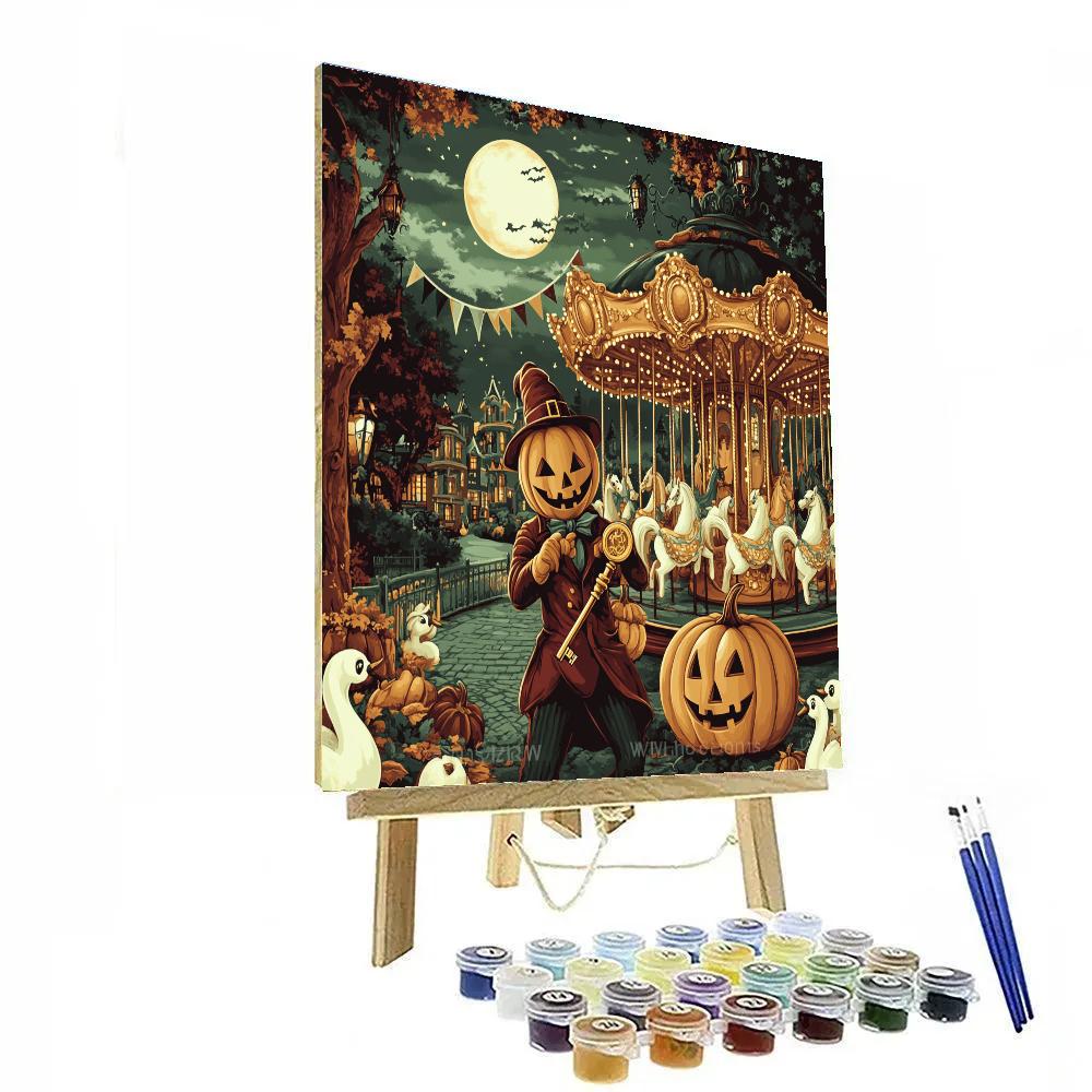 Clockwork Haunted Carousel At The Enchanted Park paint by number