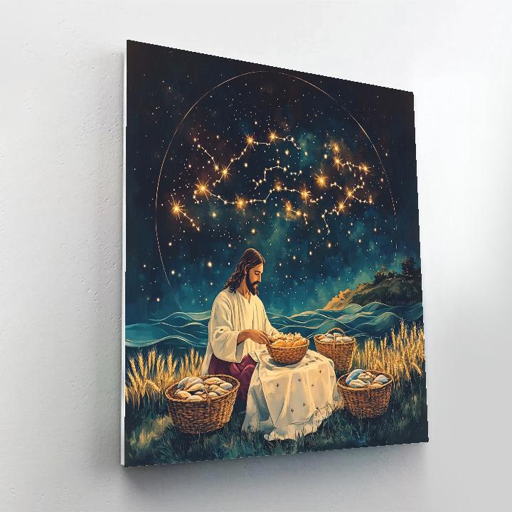 Starlit Bread And Fish Jesus paint by numbers