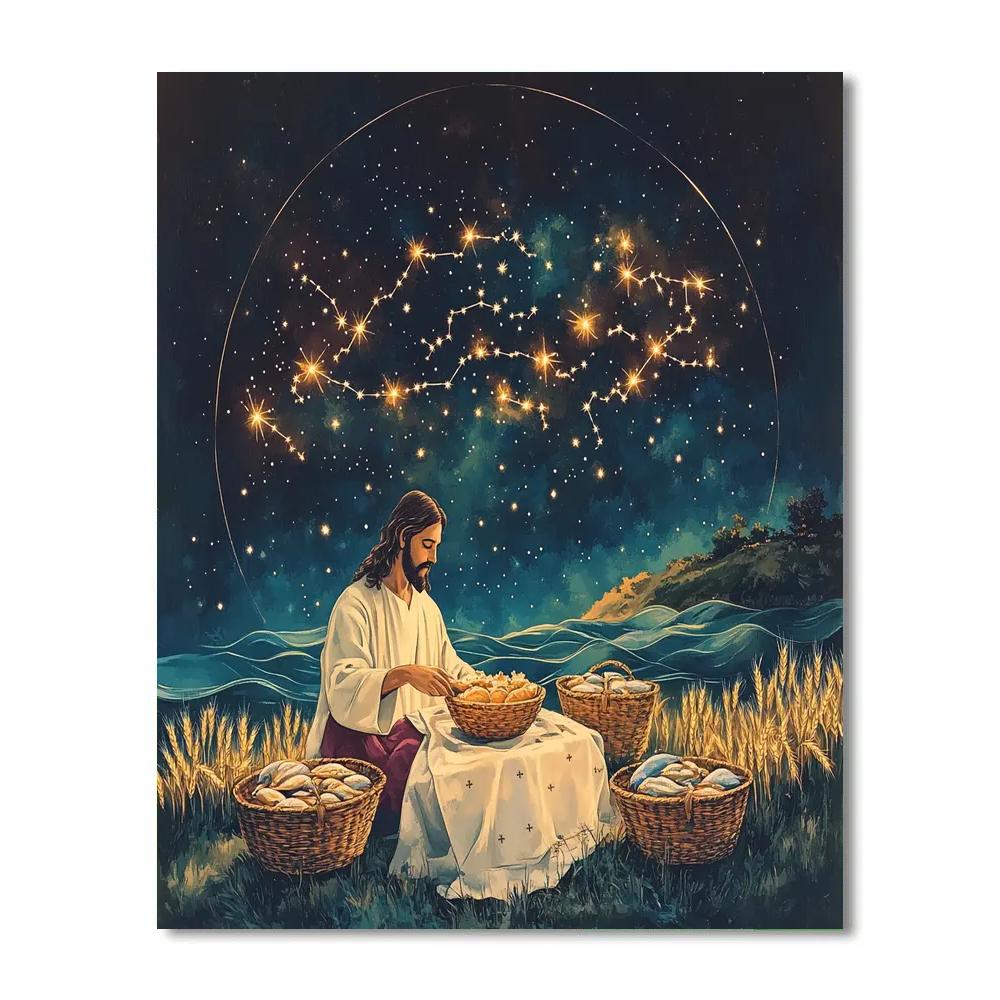Starlit Bread And Fish Jesus paint by numbers