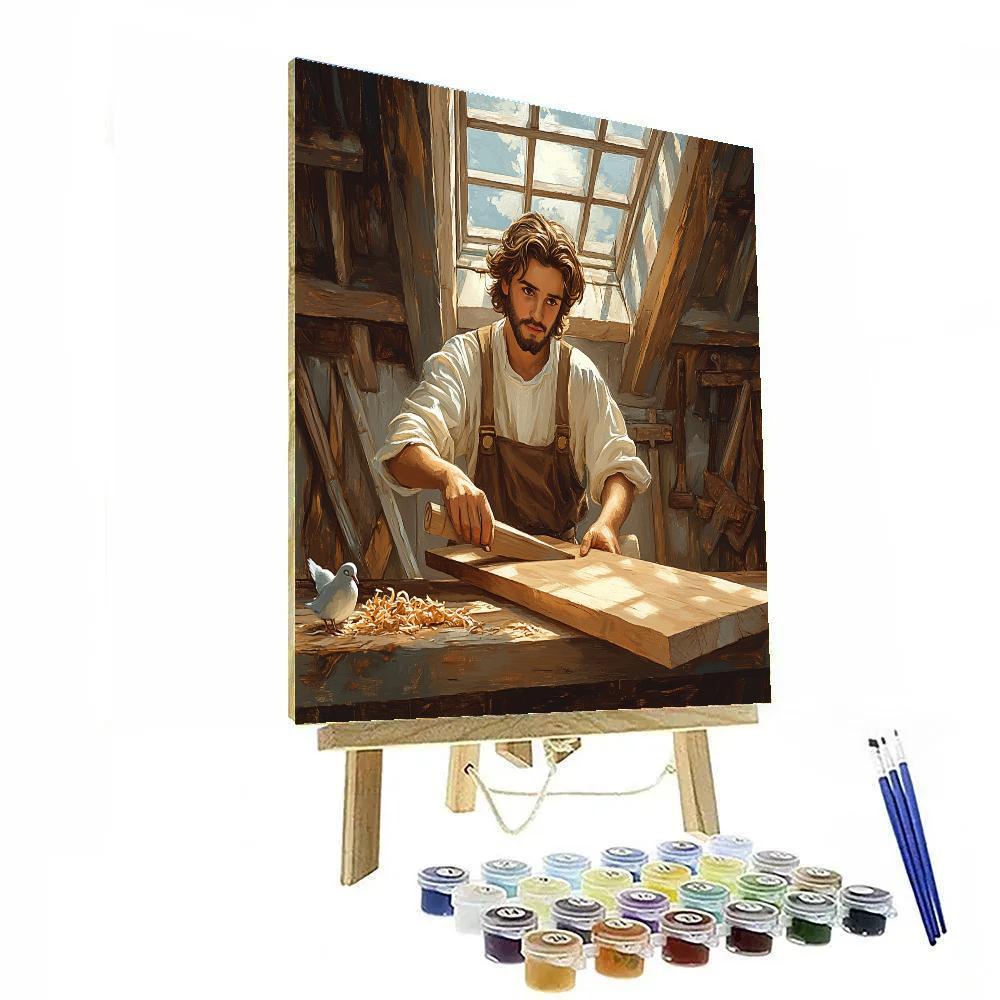 Jesus In The Carpenter Workshop Lightwell Numbered painting kits