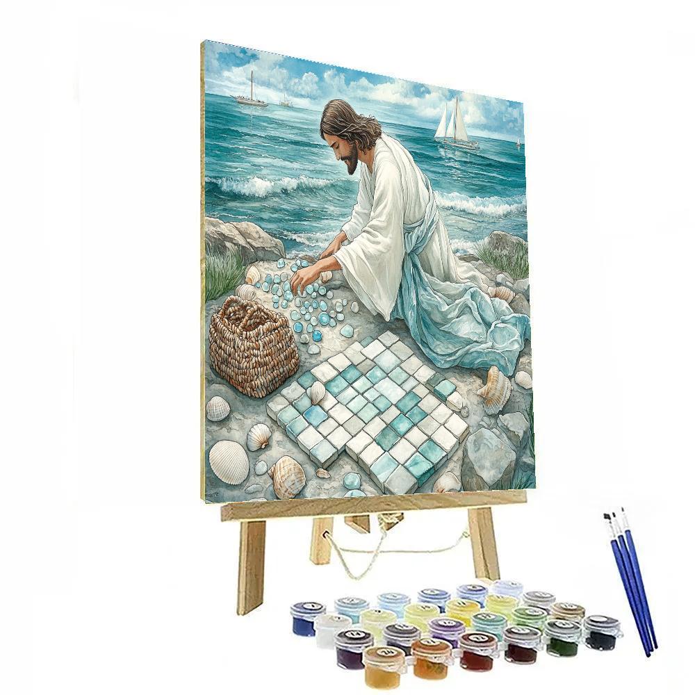 Sea Glass Mosaic Jesus painting number kit