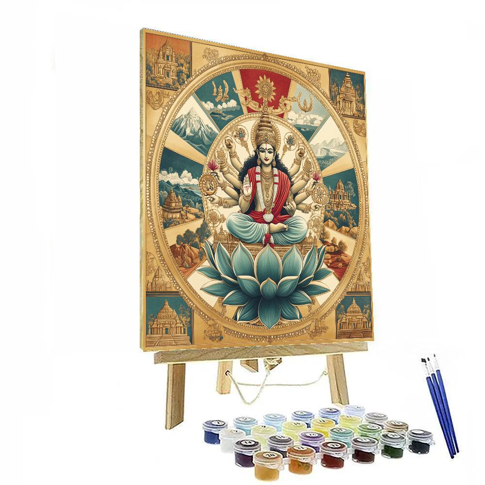 Vishnu Lotus Wheel Of Directions painting number kit