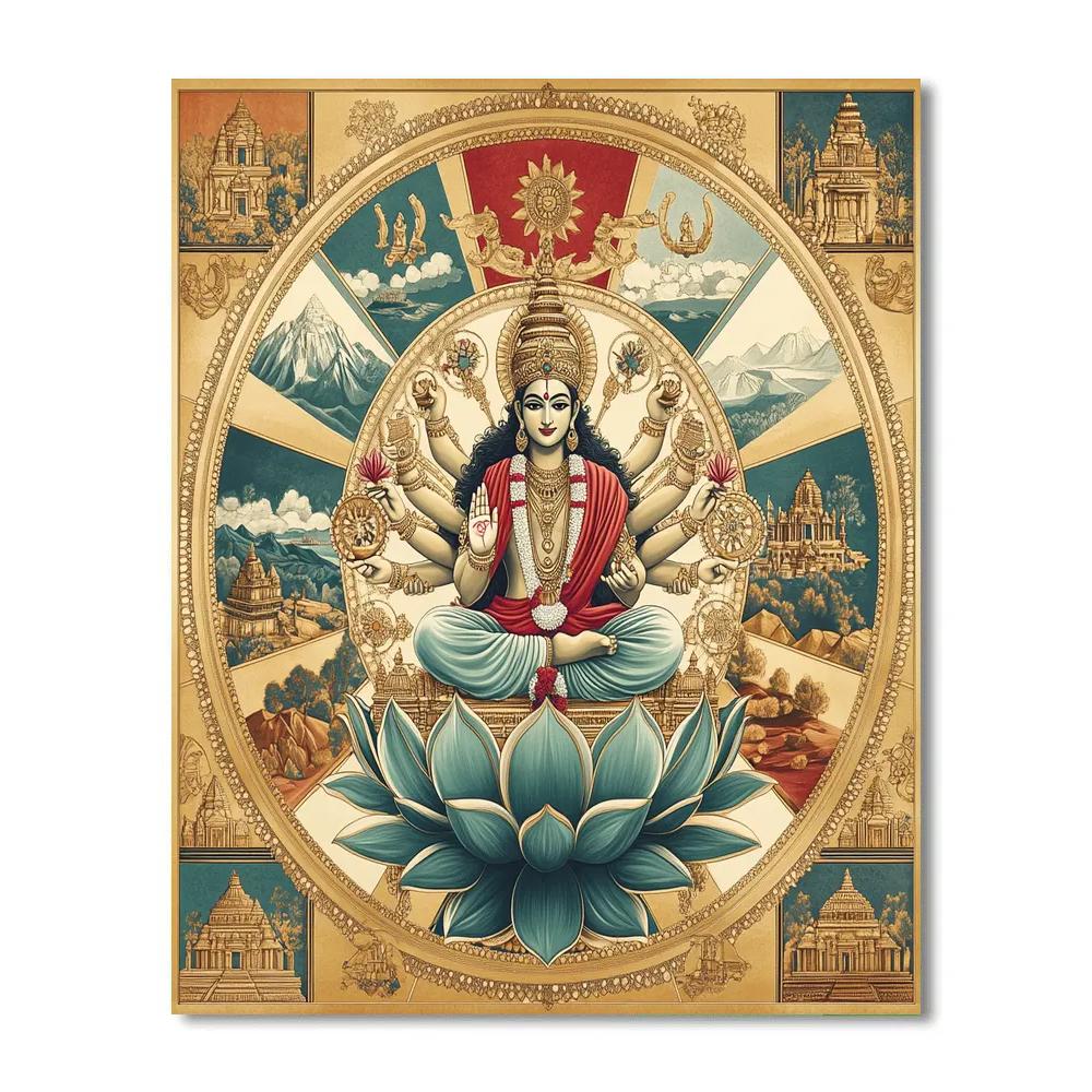 Vishnu Lotus Wheel Of Directions painting number kit