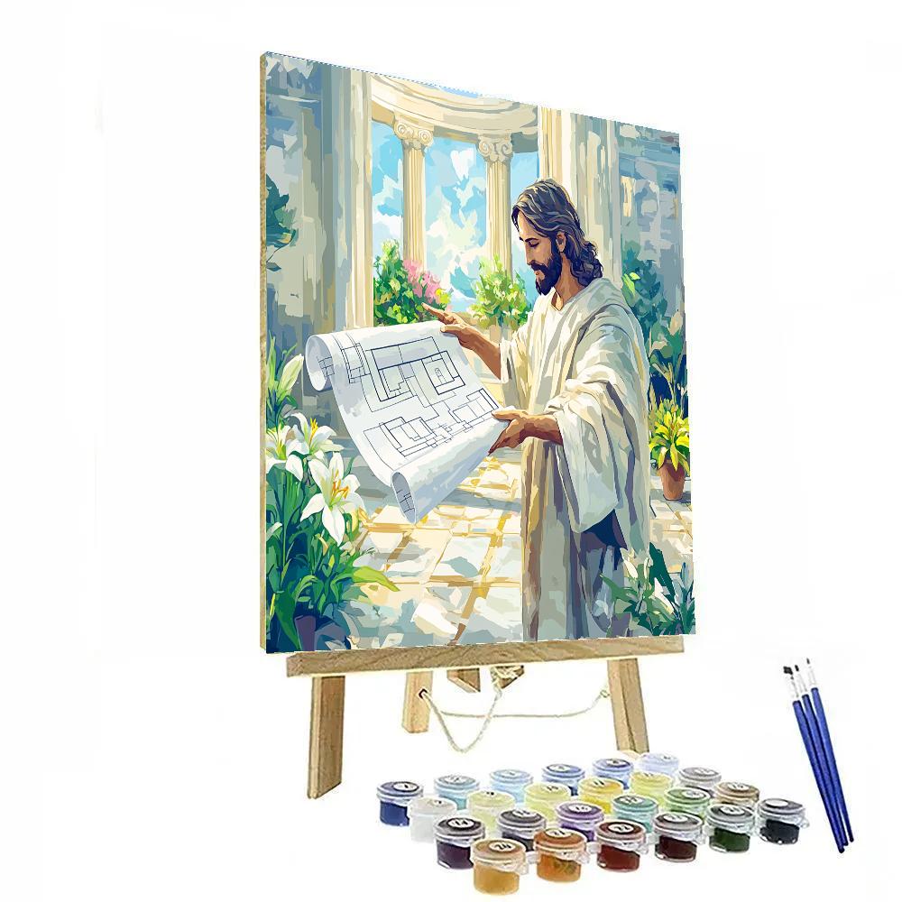 Jesus In The House Of Many Rooms Blueprint Painting by numbers kit