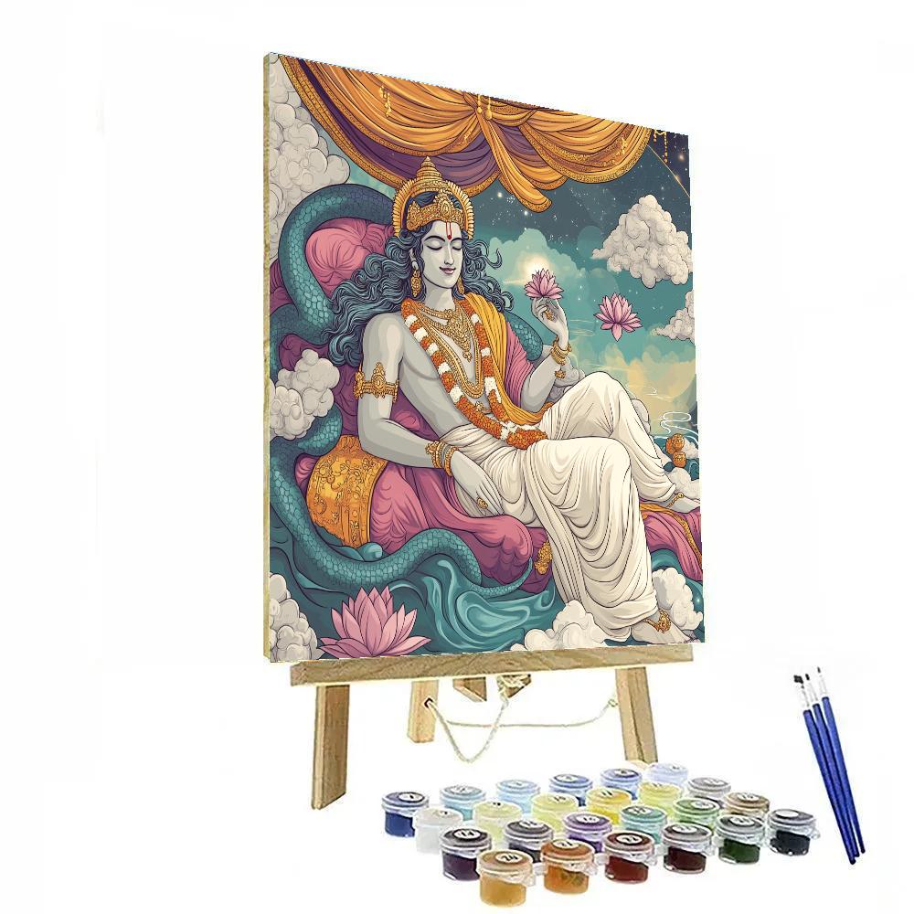 Vishnu Dreaming On Ananta In A Cloud Sea Paint by numbers kits