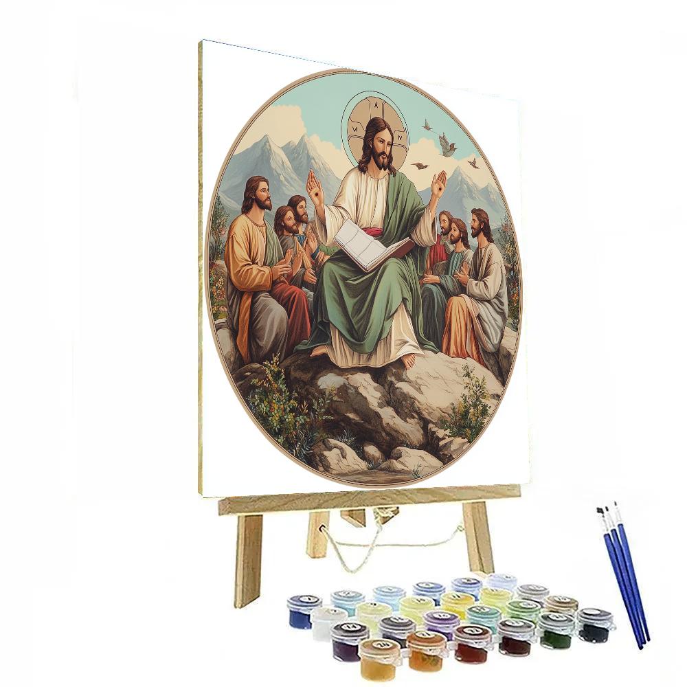 Mountain Teaching Circle Jesus painting number kit