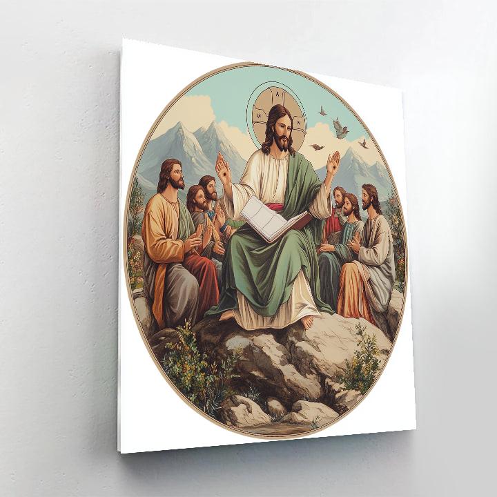 Mountain Teaching Circle Jesus painting number kit