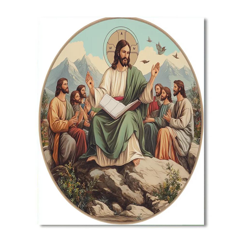 Mountain Teaching Circle Jesus painting number kit