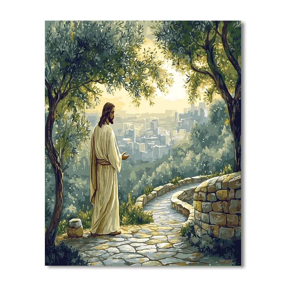 Jesus In The Garden Dew Light Number painting