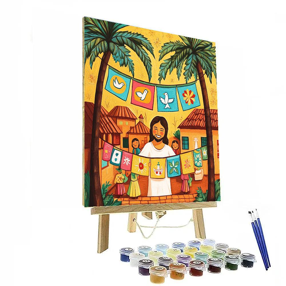 Festival Banner Jesus paint by color