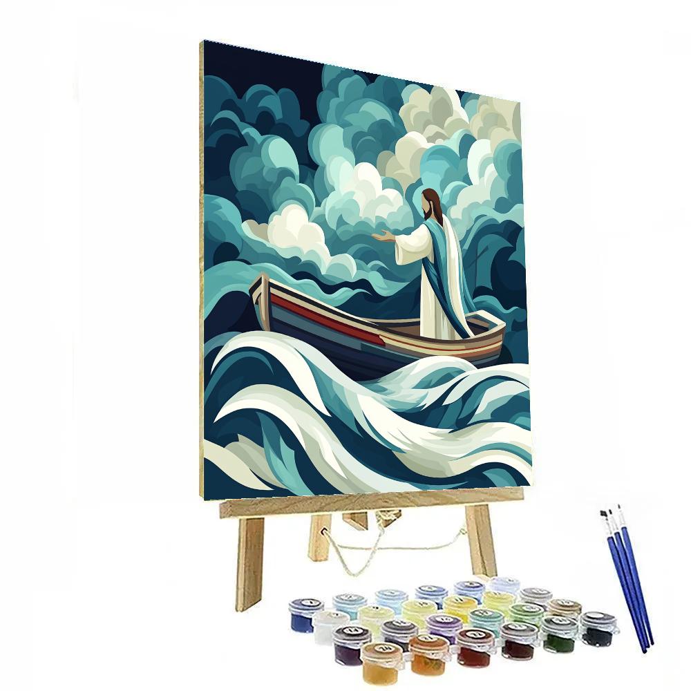 Jesus In The Storm Calming Gesture Number painting