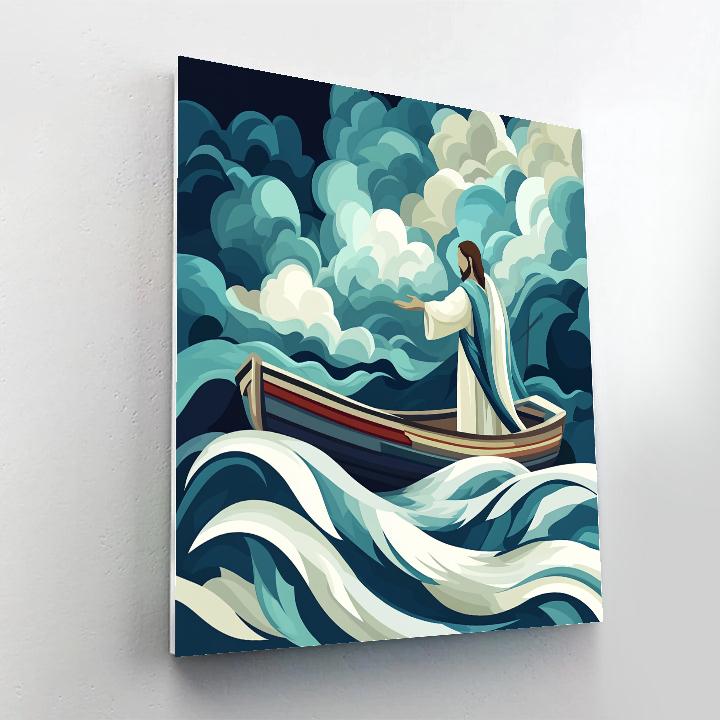 Jesus In The Storm Calming Gesture Number painting