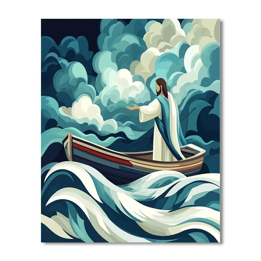 Jesus In The Storm Calming Gesture Number painting