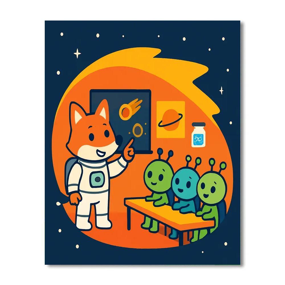 Comet Classroom With Astro Fox painting number kit