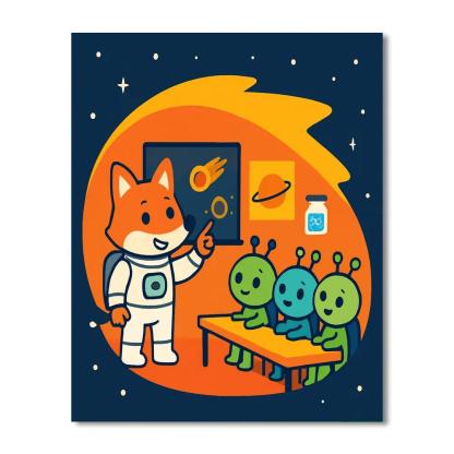 Comet Classroom With Astro Fox painting number kit