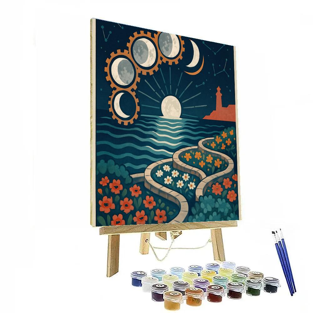 Moon Clockwork Tide Garden paint by numbers