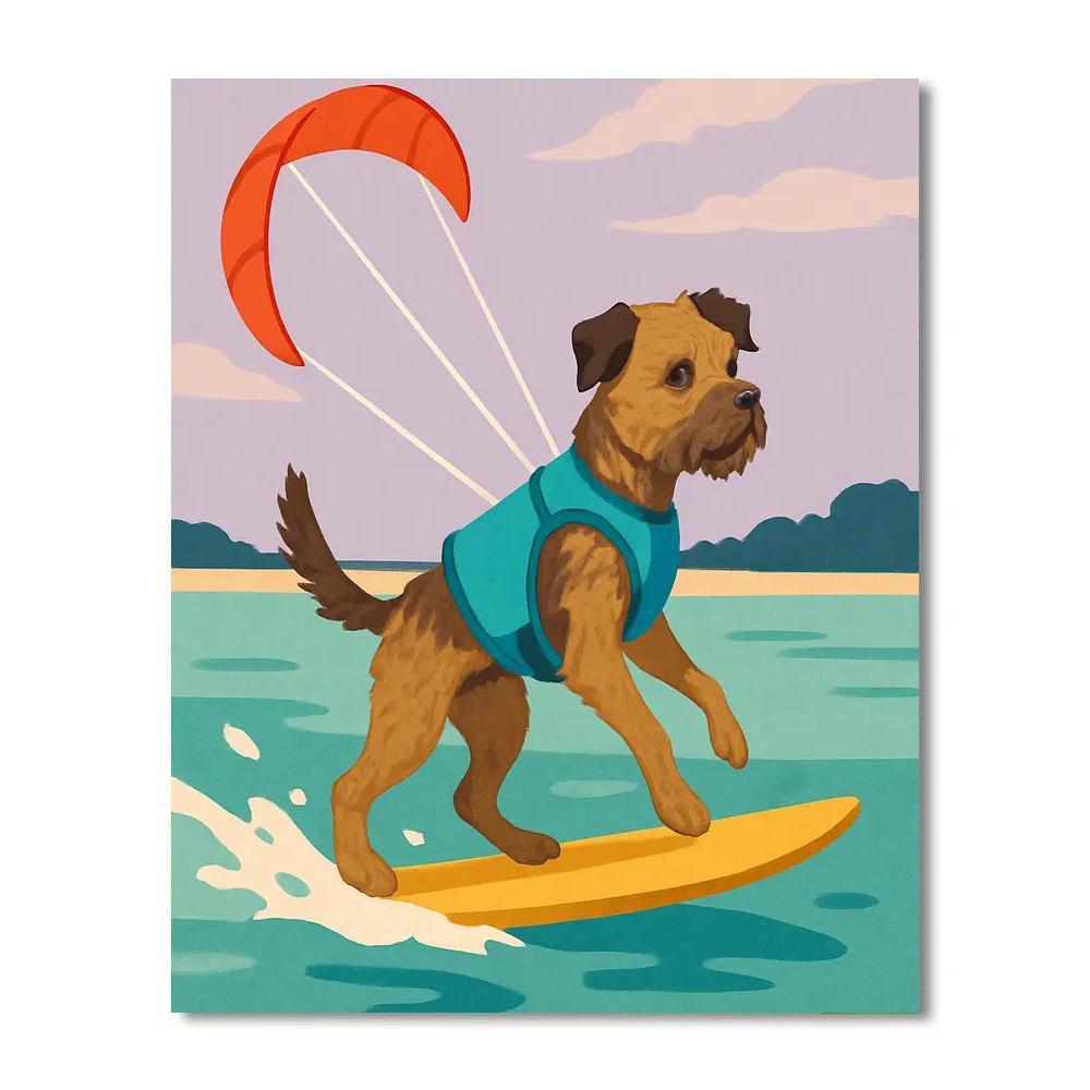 Clockwork Kiteboarding Dog Paint by numbers art