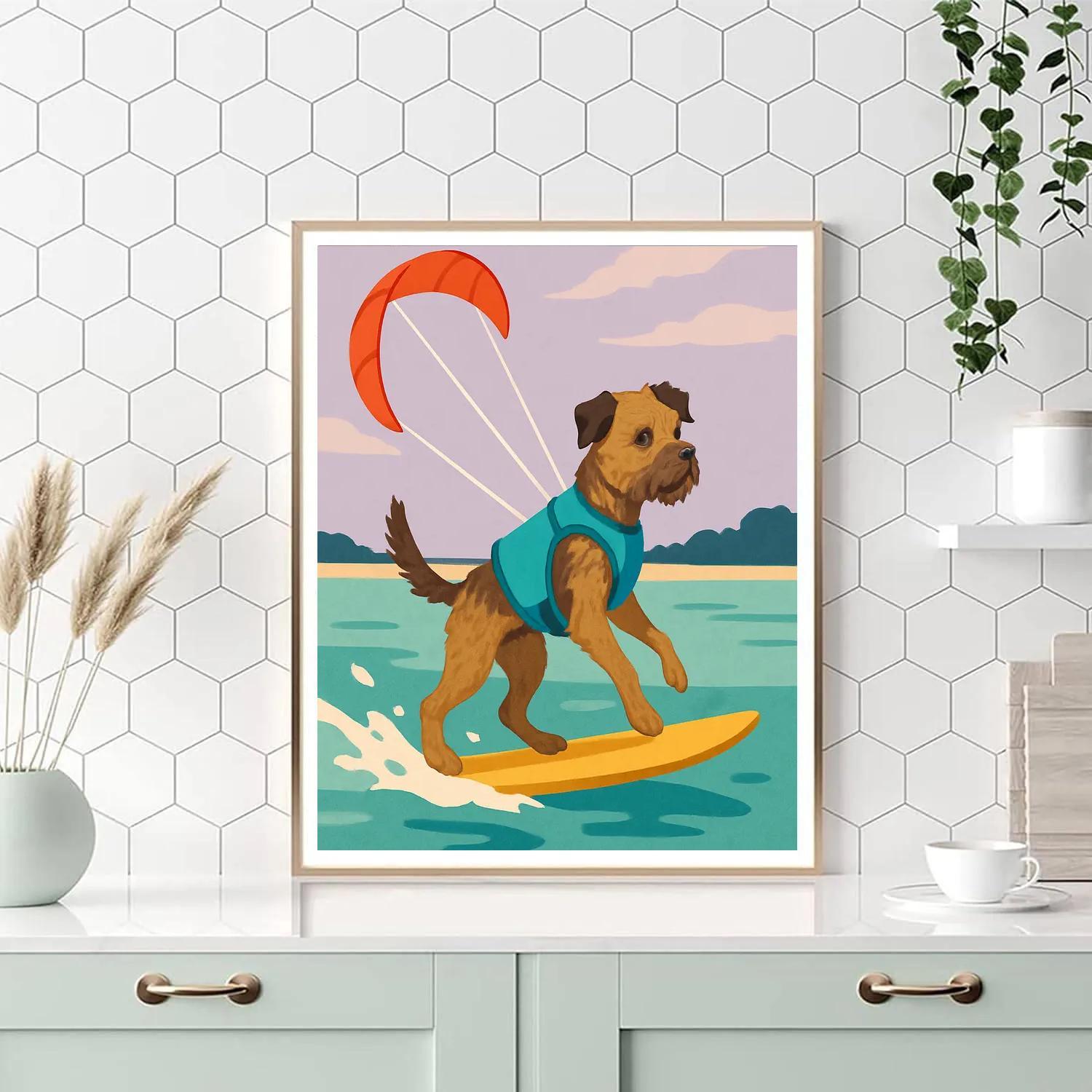 Clockwork Kiteboarding Dog Paint by numbers art