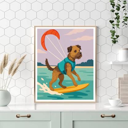 Clockwork Kiteboarding Dog Paint by numbers art