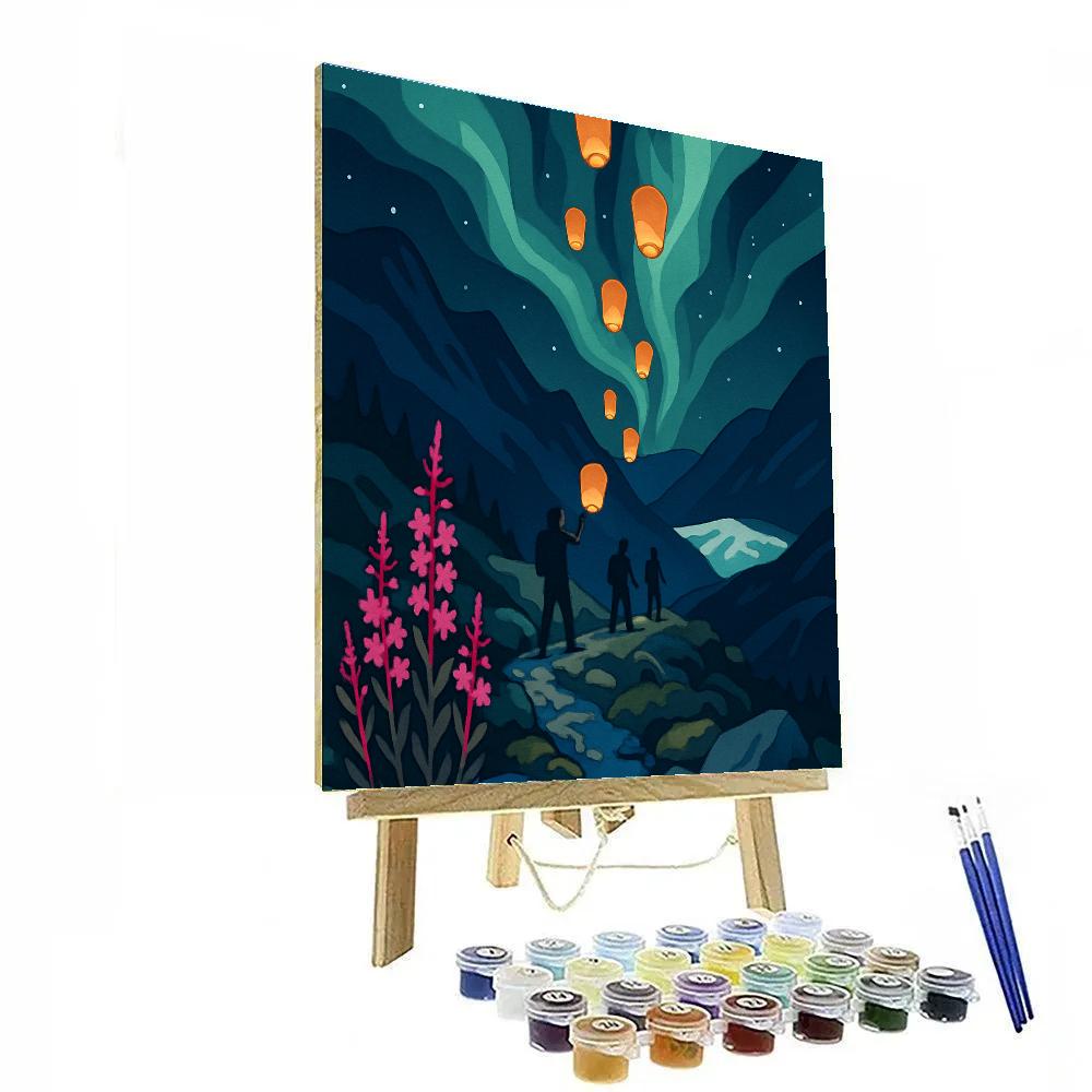 Echo Lanterns Above The Mountain Range paint by numbers
