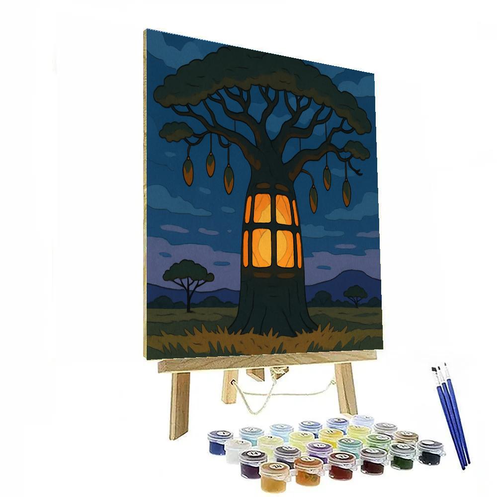 Lantern Grove Tree Mosaic paint by color