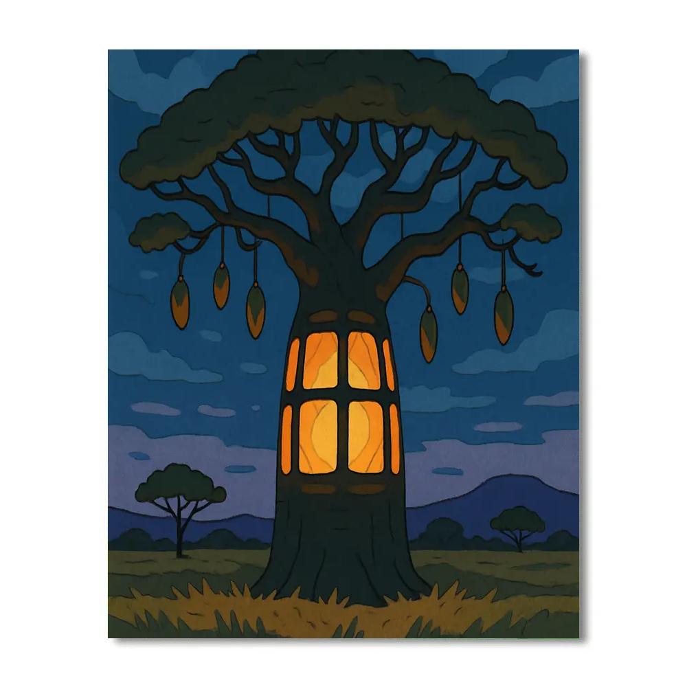 Lantern Grove Tree Mosaic paint by color