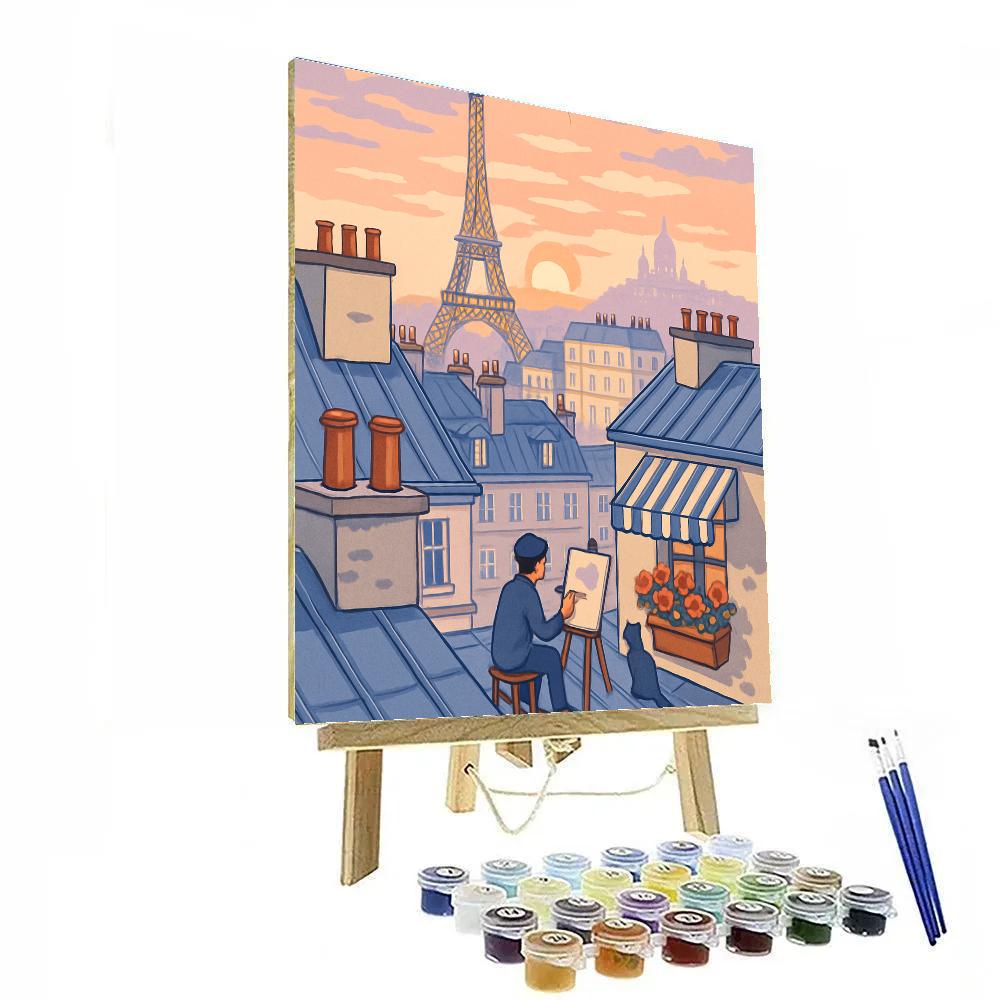 Whispering Rooftops Over Paris Numbered painting kits